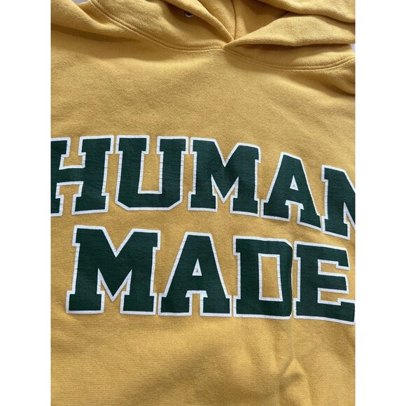 HUMAN MADE Logo Printed Pizza Hoodie in Yellow - Picture 3 of 5